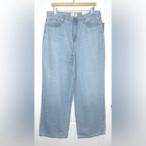 Relaxed wide leg Jeans non-stretch straight leg light wash 12/31R new